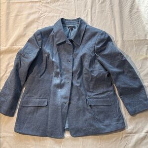 Lands End Blue Check Wool Blazer